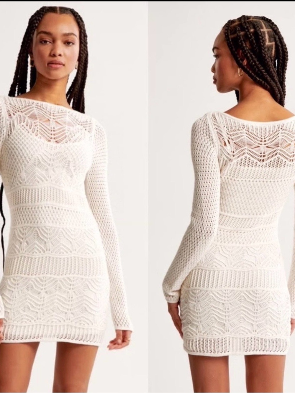 Abercrombie & Fitch Cream Crochet Dress